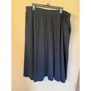 Alfred Dunner Womens Black Skirt Plus Size 24W Flare Elastic Waist Stretchy